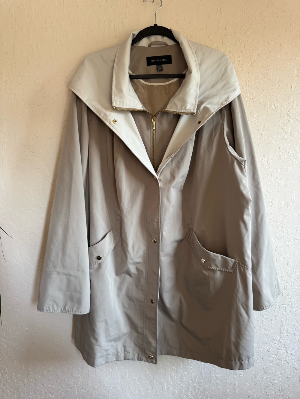 Jones New York Beige Hooded Trench Coat
